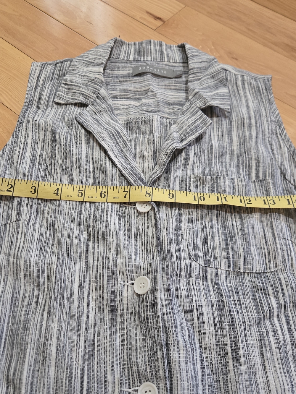 100% Linen 209WST 38 New York Sleeveless Shirtdress 2 - Picture 2 of 6